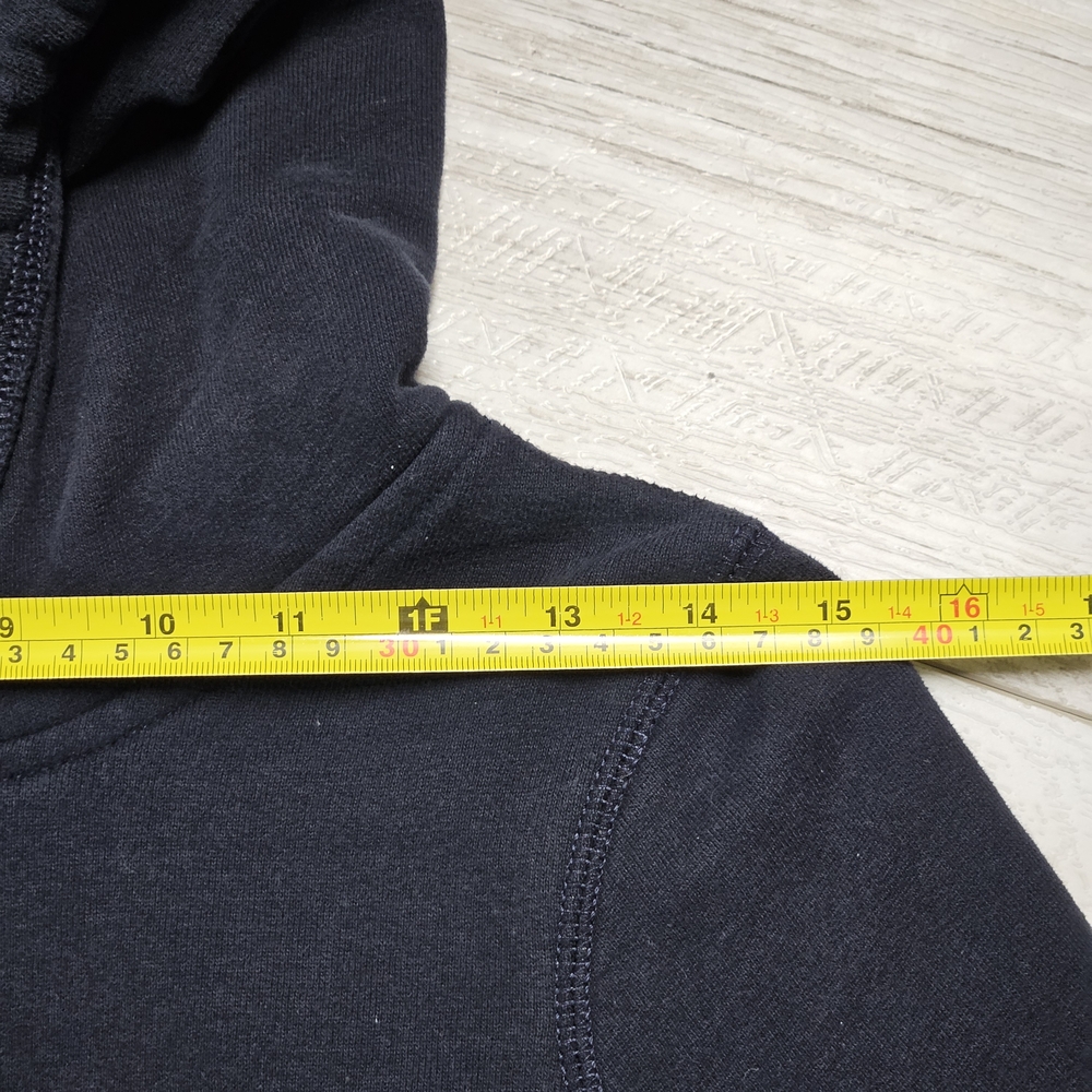 Y2K Hollister Pullover Hoodie Sweatshirt Drawstring Spilled Out Size Medium Navy - Picture 2 of 13